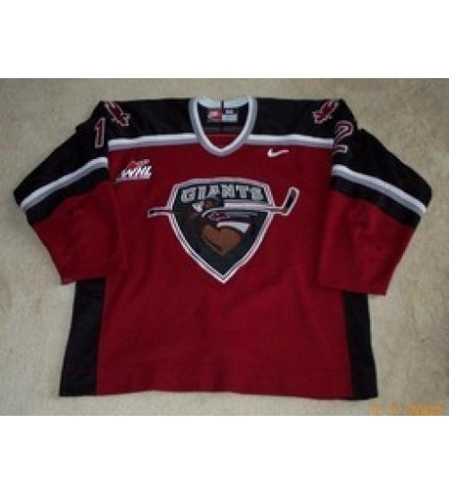 Custom WHL Vancouver Giants 01 02 Adam Courchaine Road Hockey Jersey Red